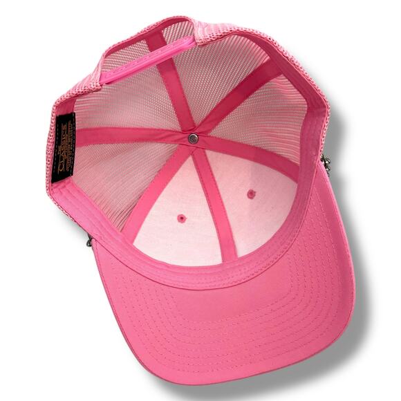 Day Drinking Trucker Hat Pink Teal Cactus Blossom Beads Adjustable - Picture 4 of 4